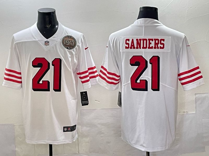 Men San Francisco 49ers #21 Sanders White Throwback Nike Limited NFL 2025 Jersey style 04->san francisco 49ers->NFL Jersey